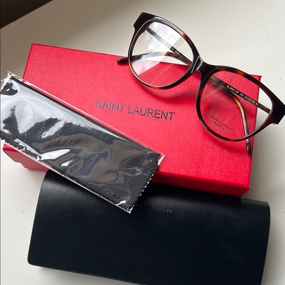Saint Laurent Brown Tortoise Glasses with Red Box - Picture 1 of 9